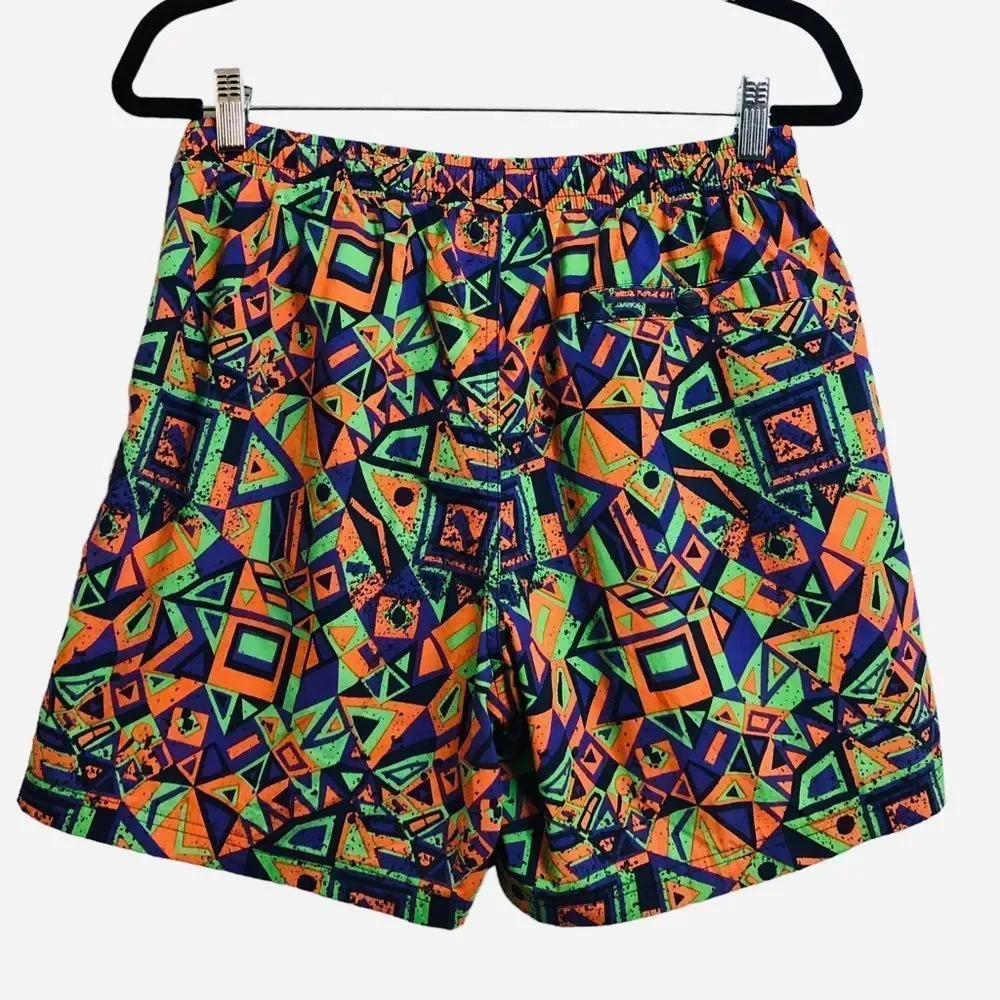 Special Edition MTV Champion All Over Geometric 90s Swim Trunks Shorts Medium.